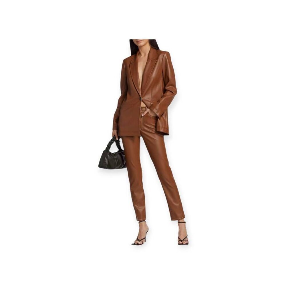 Staud Elliot Brown Faux Leather Pants‎ Size 2